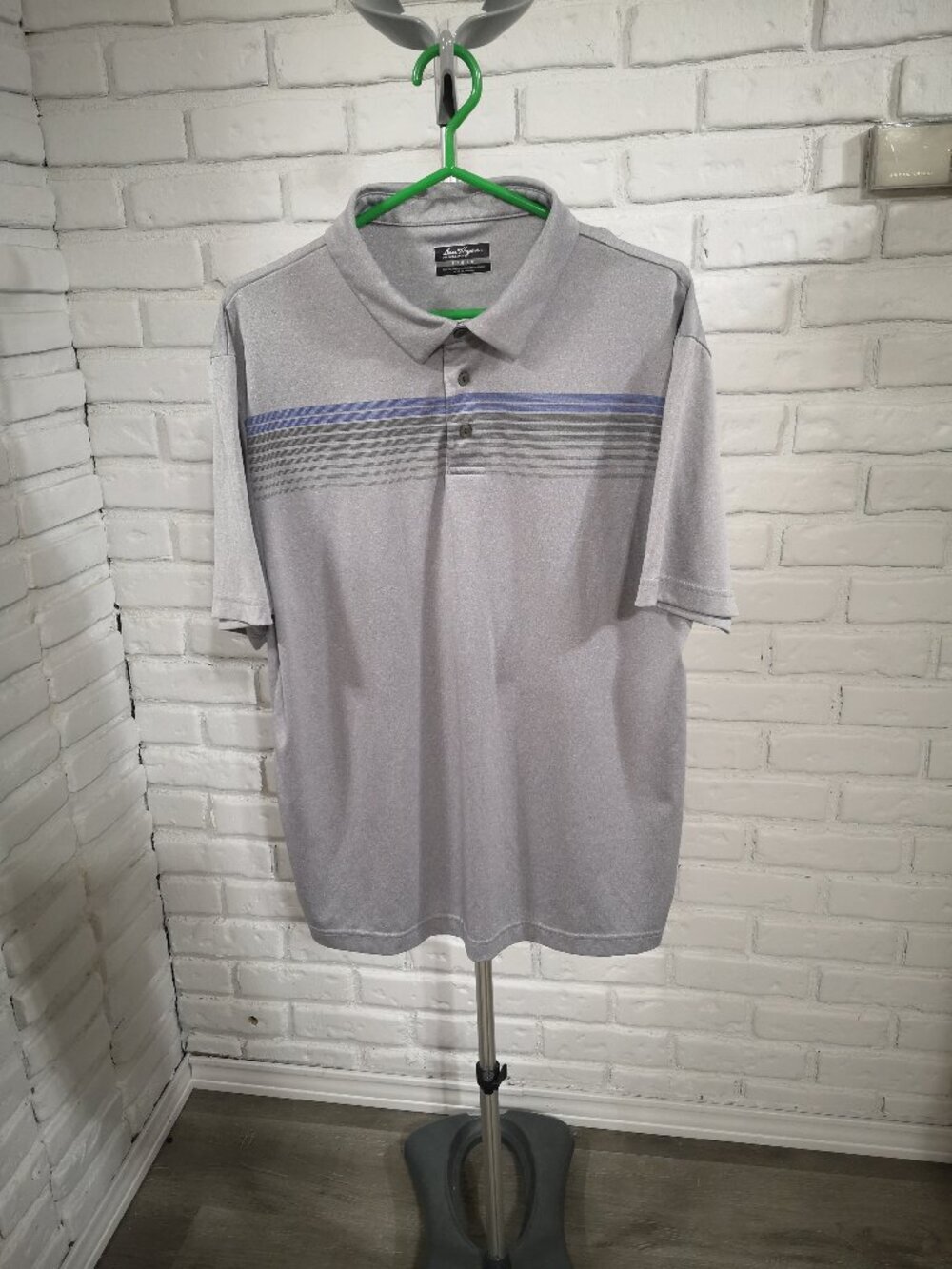 Ben Hogan Performance Men's Size Large Grey w/ Blue Short Sleeves Golf Polo